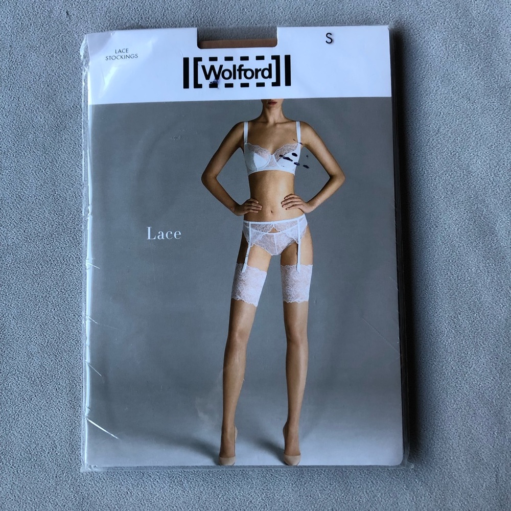 Wolford ~ Lace Stockings ~ Size S ~ Gobi & Black ~ Brand New!
